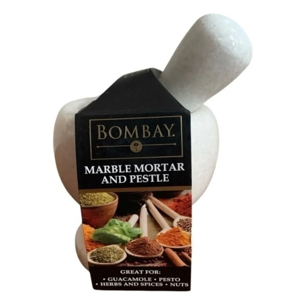 Bombay Natural White Marble Mortar Pestle Set 4